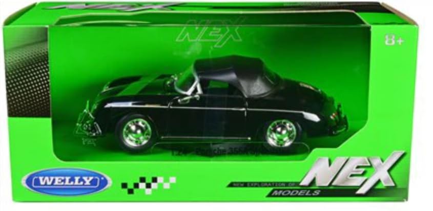 1/24 Scale Porsche 356A Speedster Model Car, Black (with Soft Top)
