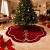Festlig julgransmatta Lyxig julgransmatta i sammet med guldbår Rustik högtidsdekor för inomhusfester Glittrande