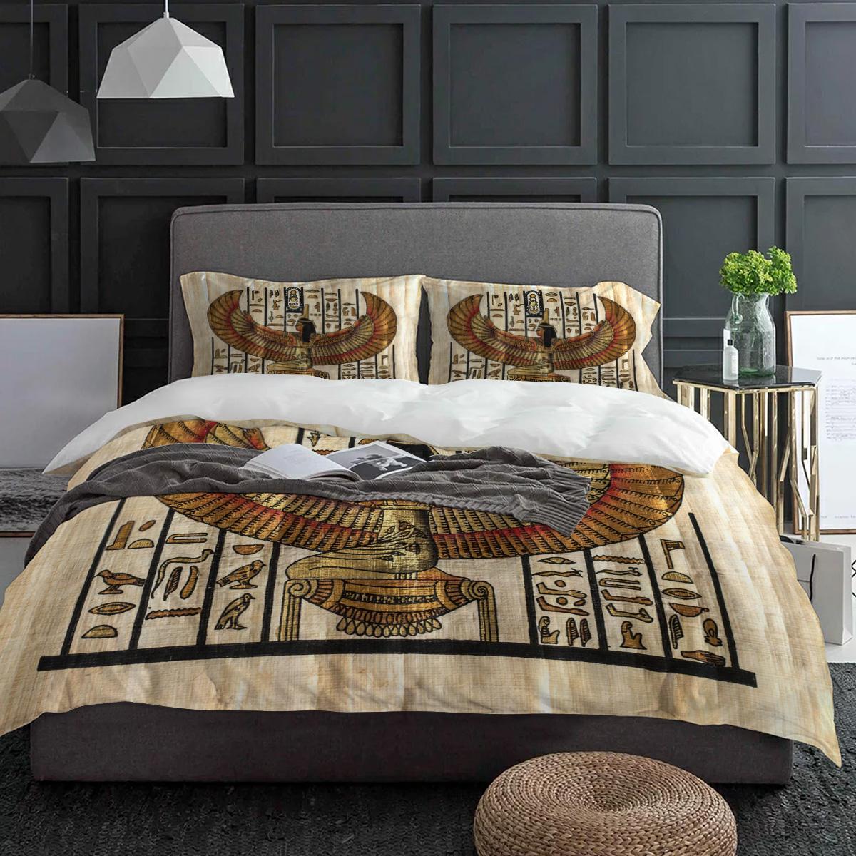 

Египетская девушка крылья арт постельное белье набор 3 предмета для мальчиков девочек пододеяльник наволочка детский взрослый покрывало для двуспальной кровати домашний текстиль EU single(135x200cm)