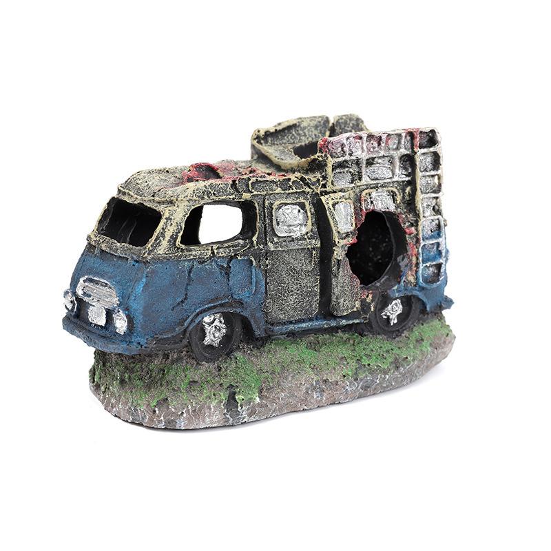 

New Creative Car Wreckage Fish and Shrimp Shelter Aquarium Landscaping Decoration Props Resin Crafts