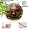2D Flat Rustic Aluminium Christmas Sign - Navidad Figurine Ornaments with Santa Claus Pattern - Ideal for Front Door, Wall, Porch, Fence Decor