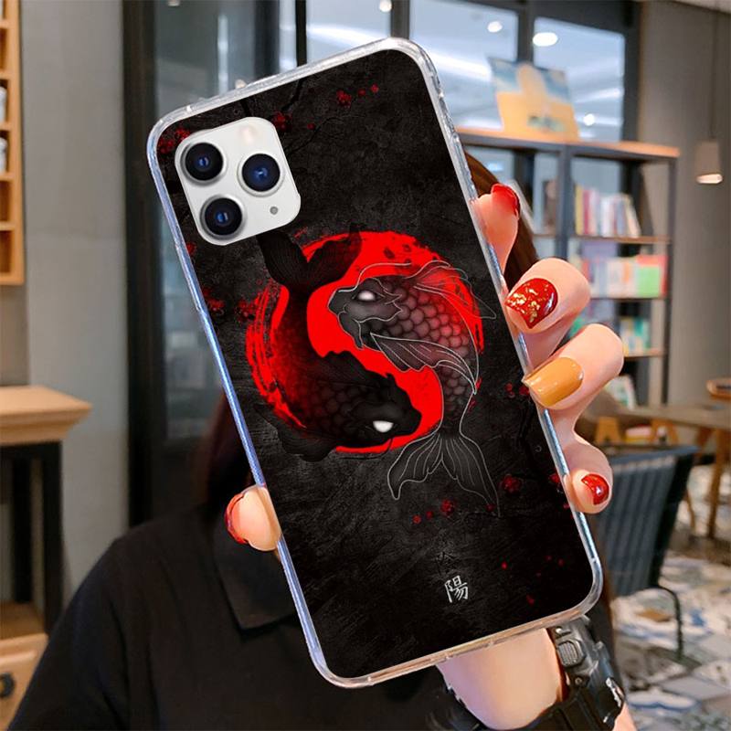 Chinese Koi Fishes Phone Case for iPhone 11 12 13 Mini Pro Max 8 7 6 6S Plus X 5 SE 2020 XR XS Case Shell