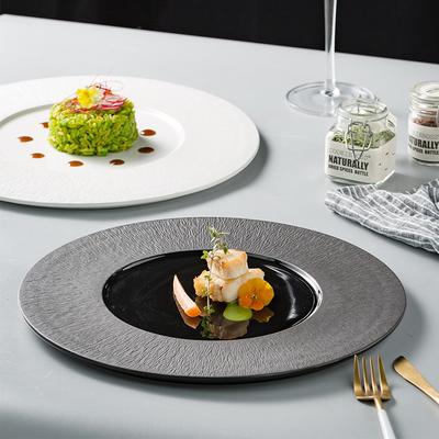 French High-End Steak Plate, Flat Plate, Household Round Dish, Light Luxury Western Food Plate, Pasta Plate, Restaurant Plating