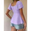 T-shirt da Donna Estiva a Maniche Corte, Scollo a V con Coulisse e Effetto Arricciato, Top Blusa Sexy Casual alla Moda per Tutti i Giorni