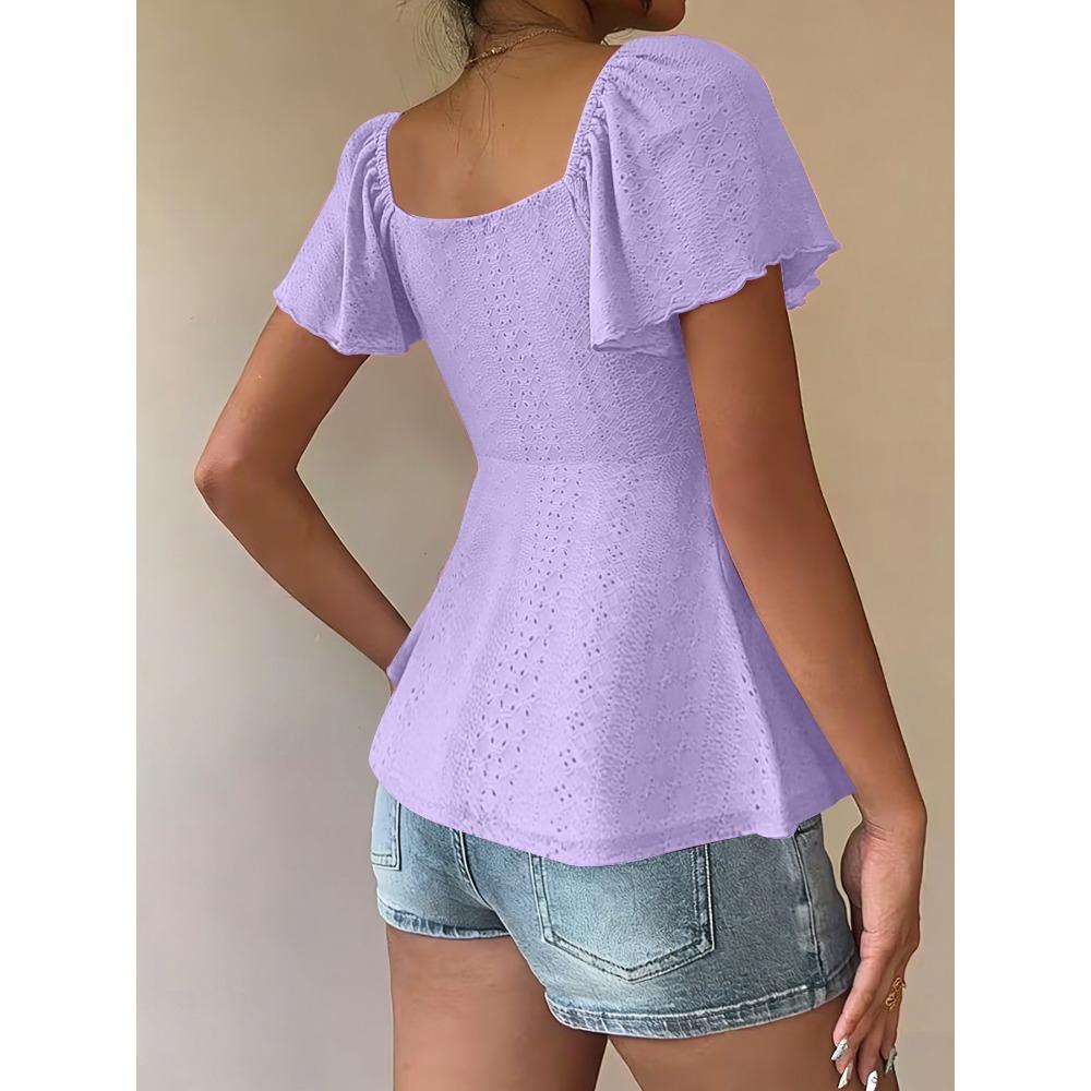T-shirt da Donna Estiva a Maniche Corte, Scollo a V con Coulisse e Effetto Arricciato, Top Blusa Sexy Casual alla Moda per Tutti i Giorni