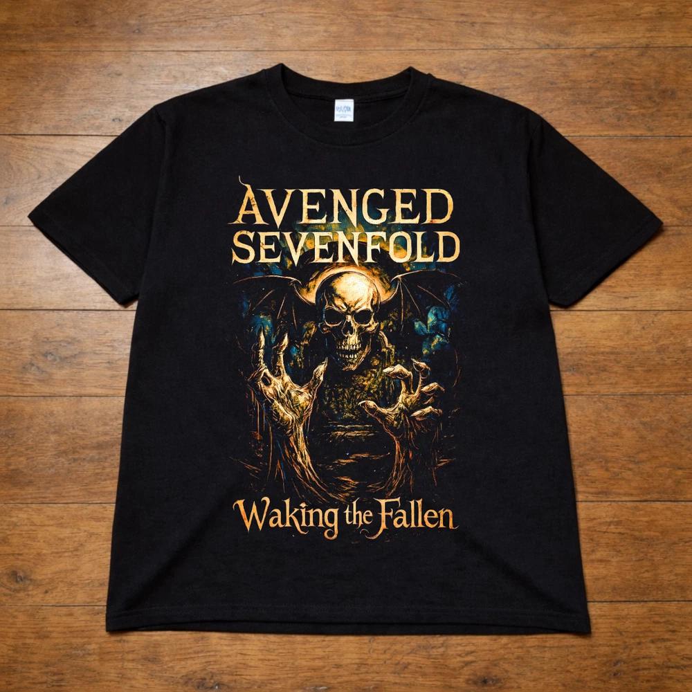 Avenged Sevenfold Waking The Fallen T Shirt Metal Band Skull Tee Adults Kids Bla 2XL