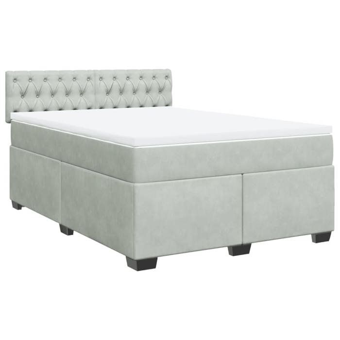 Maison Exclusive - Sommier à lattes de lit et matelas Gris clair 140x190cm Velours