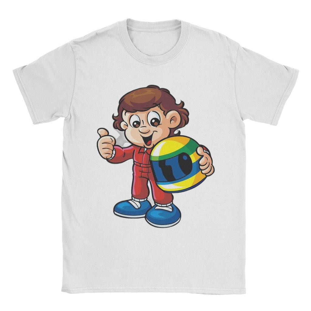 Cute Senninha Ayrton Senna Tee Shirt for Men Women Graphic Printed T Shirts Cartoon 100% Cotton Clothing