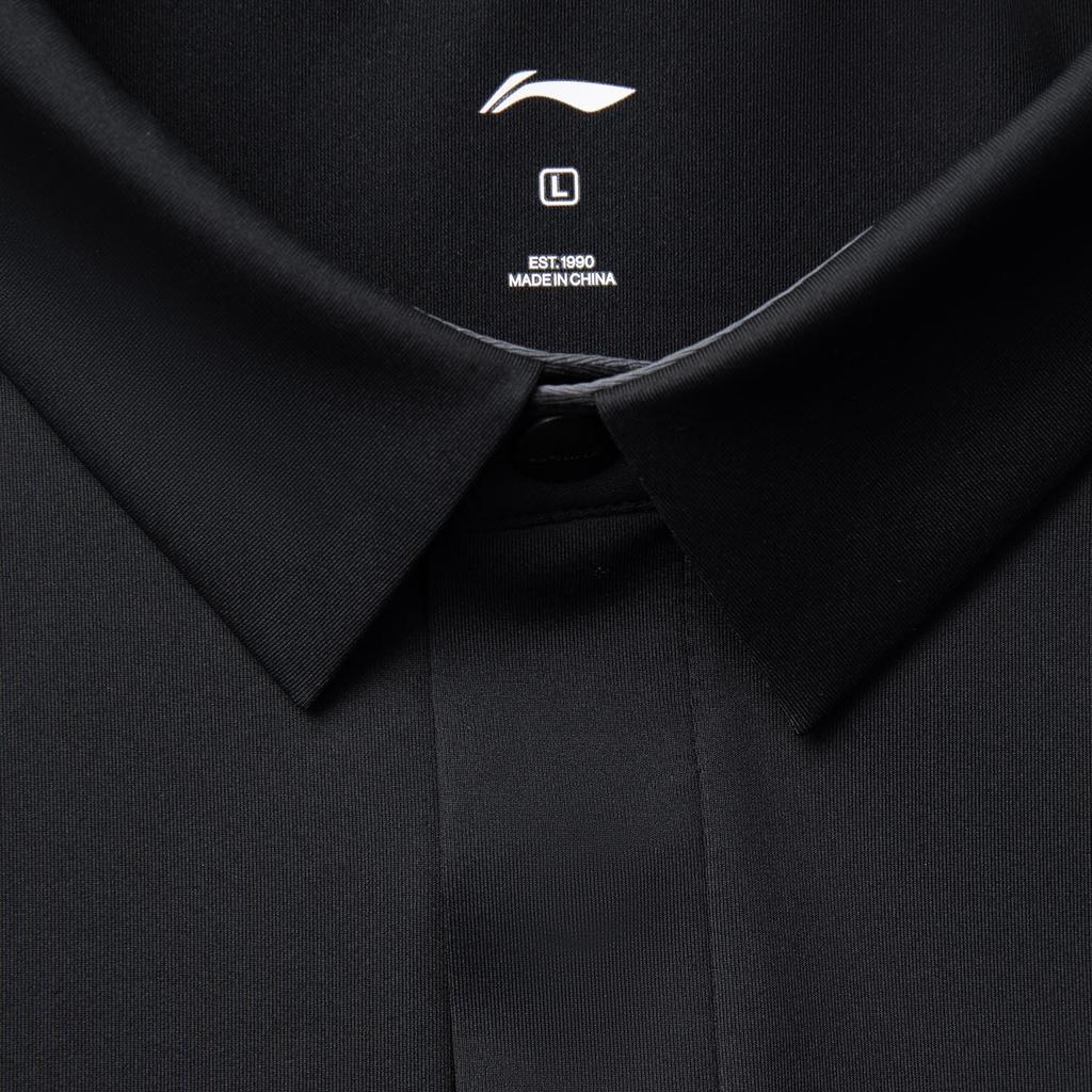 Li Ning Fitness Series Písmeno Měkké Pohodlné Prodyšné Všestranné Polo tričko s krátkým rukávem Pánské Polo trička Černá APLV285-6