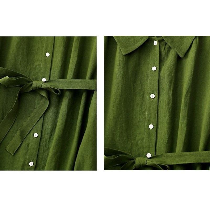 Elegant Loose Sleeveless Shirt Dress Women Summer Casual Long Dress with Tie Waist Design