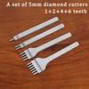 Outil de coupe en acier blanc avec diamant, cutter plat oblique pour l'artisanat DIY du cuir, kit d'artisanat du cuir, outils de couture et de poinçonnage, 345