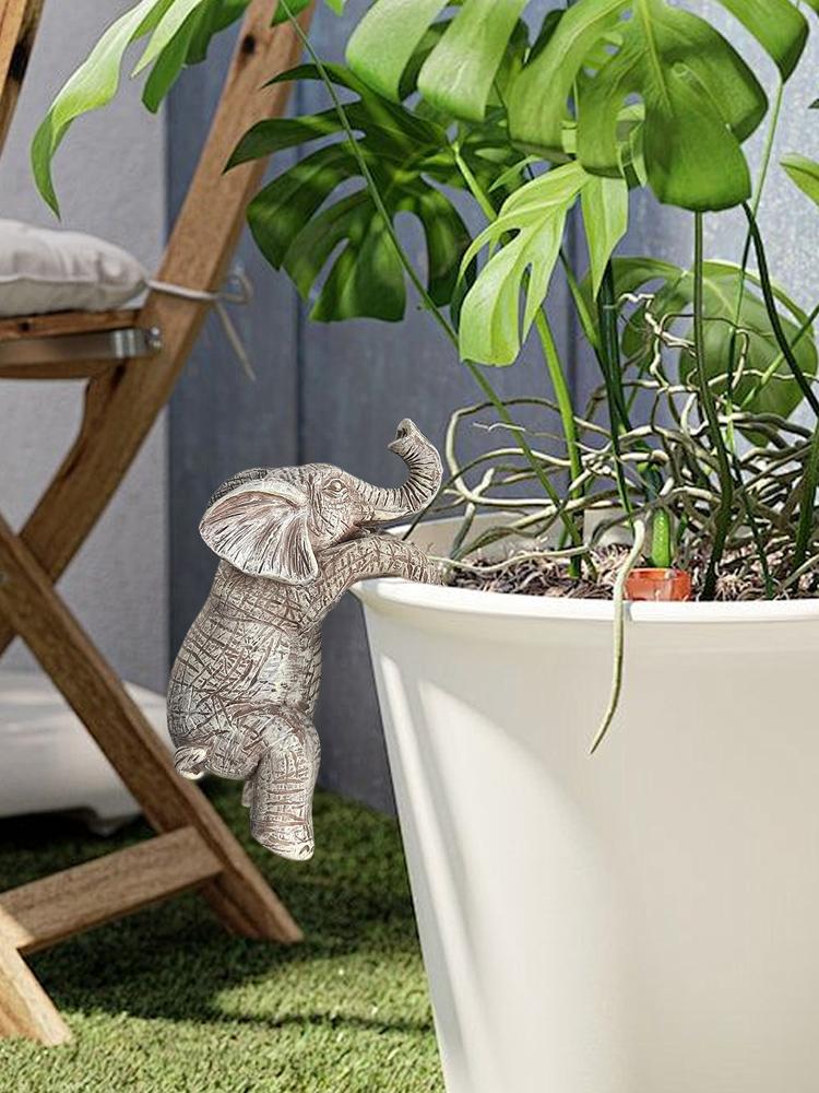 Creative Elephant Statue Hanging Planter Pot Decor for Garden Balcony Fence Patio Home Ornament