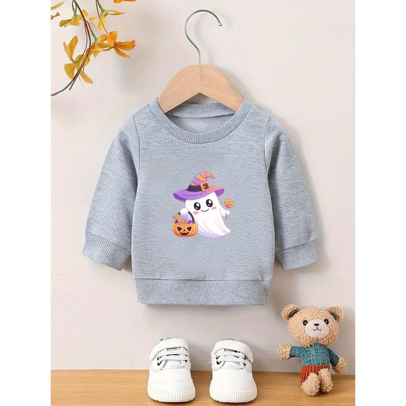 European Sizes A Cute And Easy Halloween Print Design, a Round-Neck Sweatshirt for Baby Girls Aged 0-3 Years, Durable And Wrinkle-Resistant.