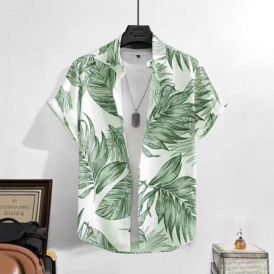 Leaving Tropical Men's Vacation Hawaii 3D Printed Shirt Outdoor Vacation Beach Summer Casual Lapel Short Sleeves