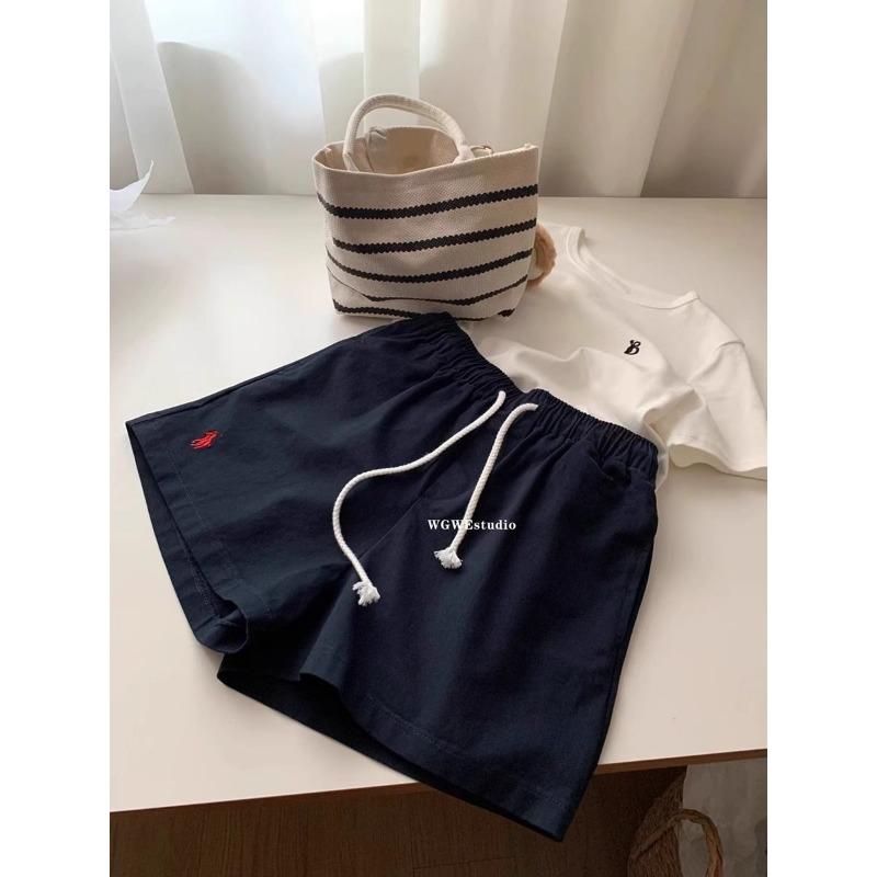 High Waist Drawstring Wide Leg Pants for Women Versatile Casual Shorts