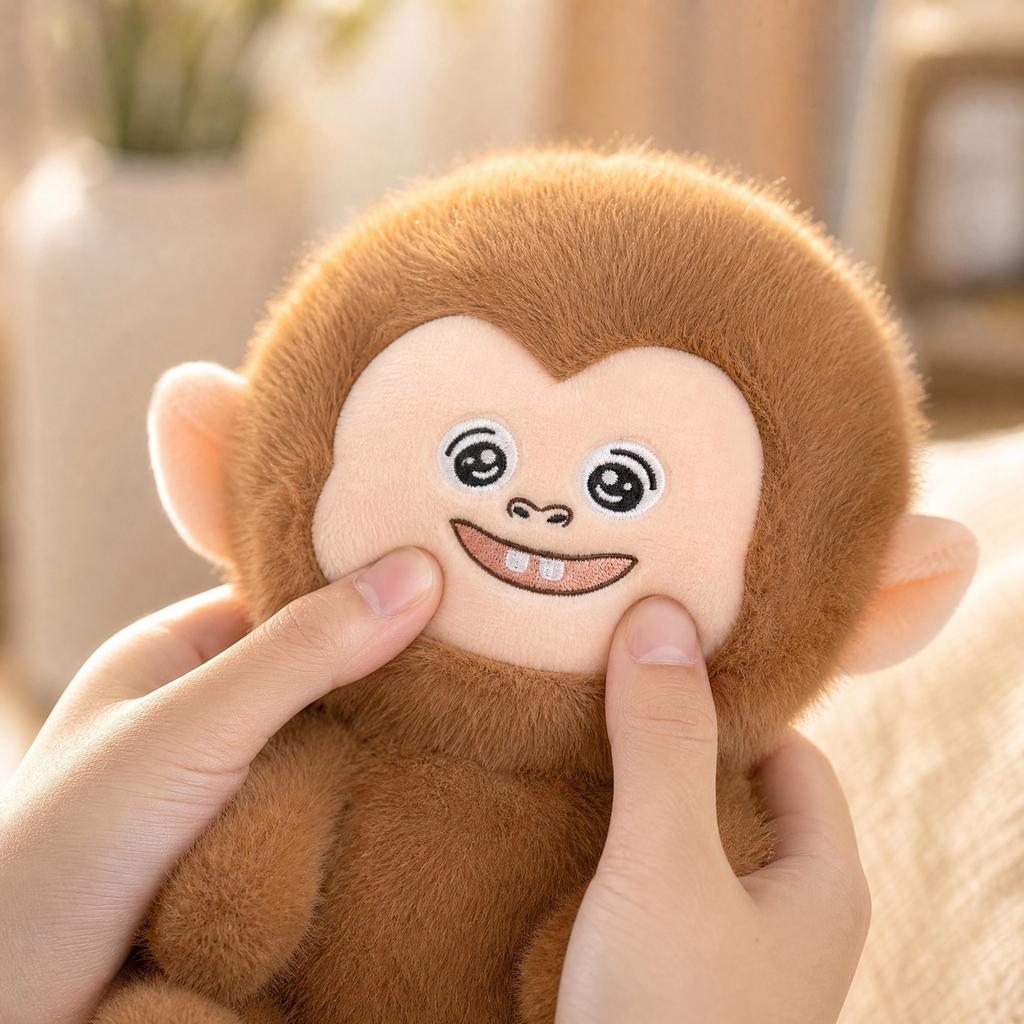 Plush Monkey Stuffed Animal Toy Soft Cuddly Sitting Monkey Doll with Banana Accessories Cute Expression Gift for Girls Birthday