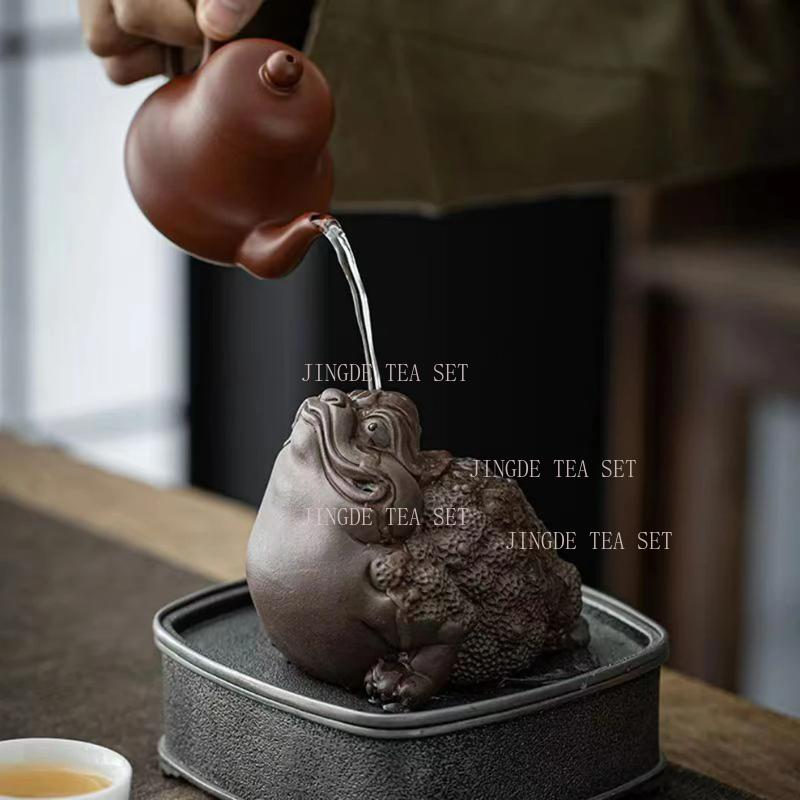 Purple Clay Tea Pet Lucky Golden Toad Toad Small Ornament Creative Office Home Tea Art Accessories
