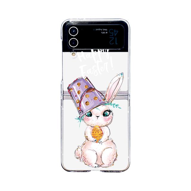 

Чехол для Samsung Galaxy Z Flip 4 3 с милым кроликом и рисунком, прозрачный складной противоударный чехол для ПК, аксессуары для жесткой задней панели For Galaxy Z Flip 3