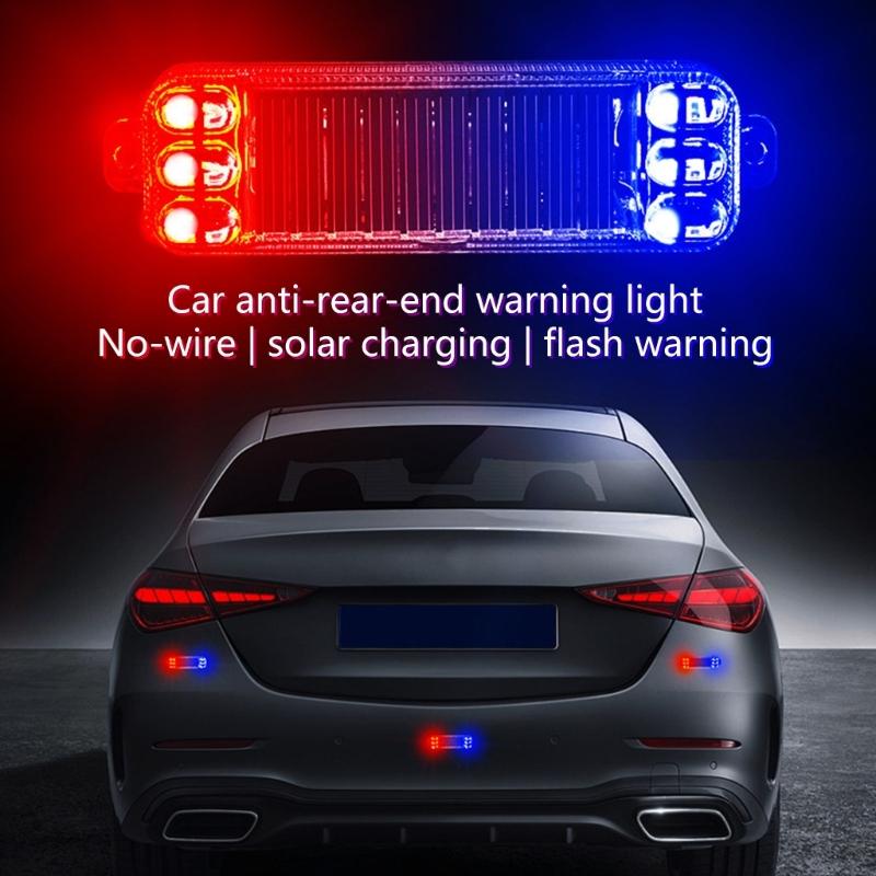 LED Solar Power Car Warning Light Anti Theft Caution Lamp Enhanced Visibility Bike Light Simple Installation for