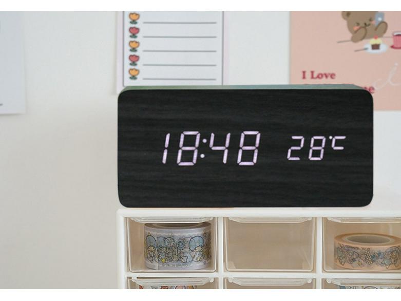 Silent LED Retro Wooden Alarm Clock - Creative and Luminous for Bedroom or Living Room