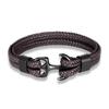 Navy Style Men Anchor Bracelet Woven Multilayer Leather Bracelets for Women Black Stainless Steel Sport Buckle