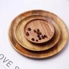 Natural Wooden Tray Round Serving Dinner Plates Sushi Dish For Food Fruit Dessert Bread Snack Platter Container Wood Tableware