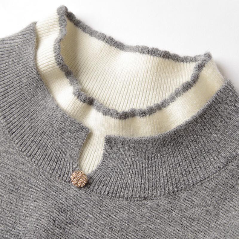 Srcr Women's Mock Neck Faux Two-Piece Pure Wool Sweater