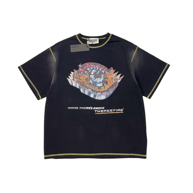 Herren Lockere Baumwolle Grafik T-Shirt Streetwear Hip Hop Vintage Gewaschenes Kurzarm-T-Shirt