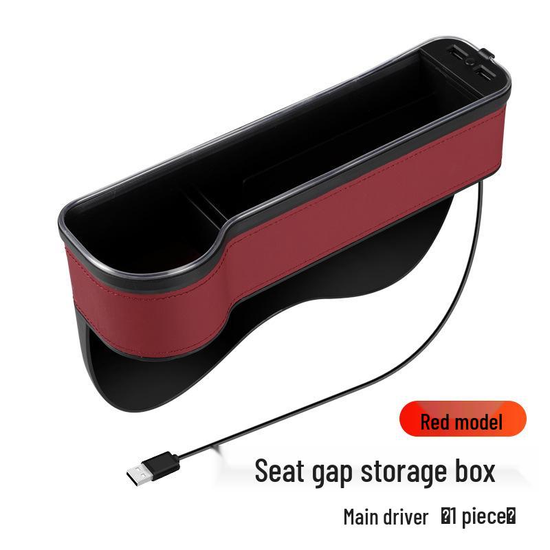 RGB Car Seat Gap Storage Box with Charging Port - Portable Organizer