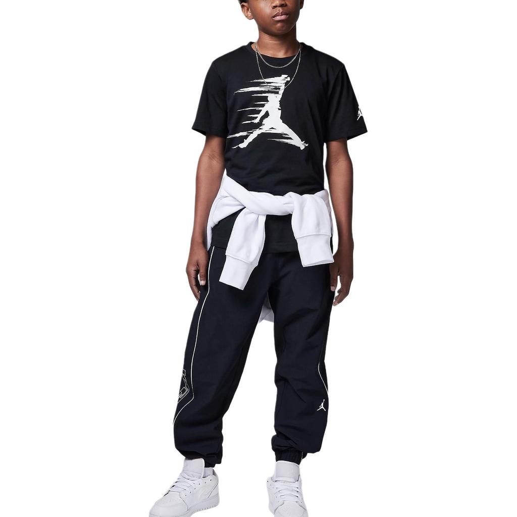 Jordan MVPT T-Shirt Motion Jumpman Bequemes Logo-Muster Weich Kurzarm Kinder Tops Schwarz 95D262-023