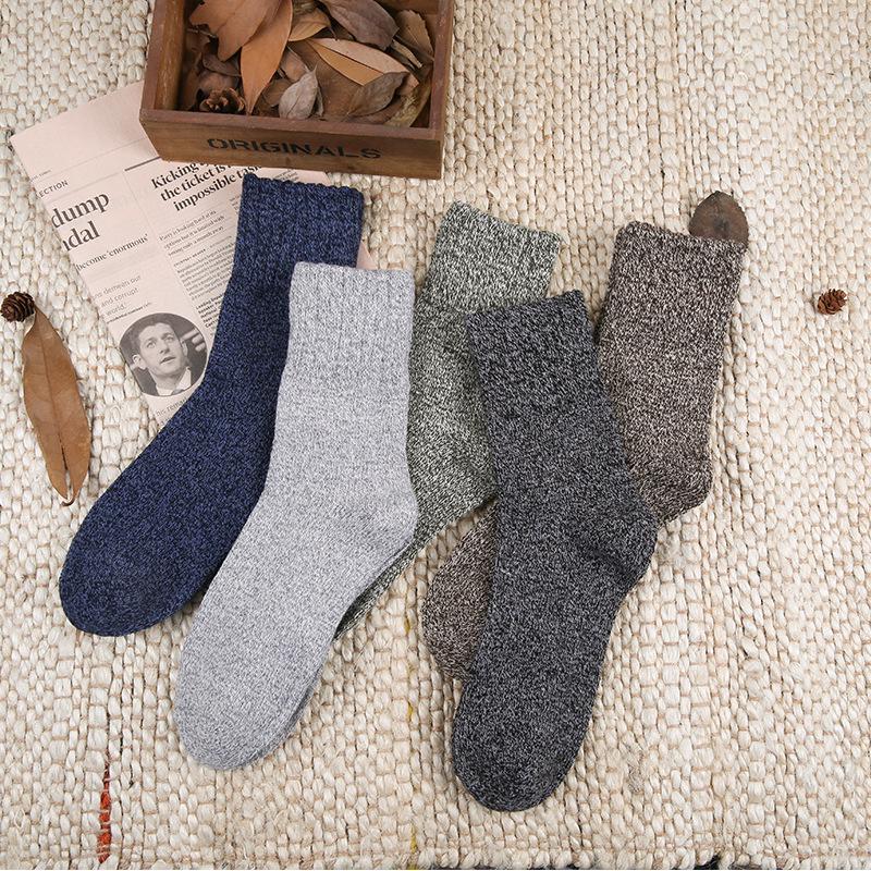 Herren Winter Verdickte Frottee Mid-Calf Socken - Warm, Retro, Mischgarn Bodensocken