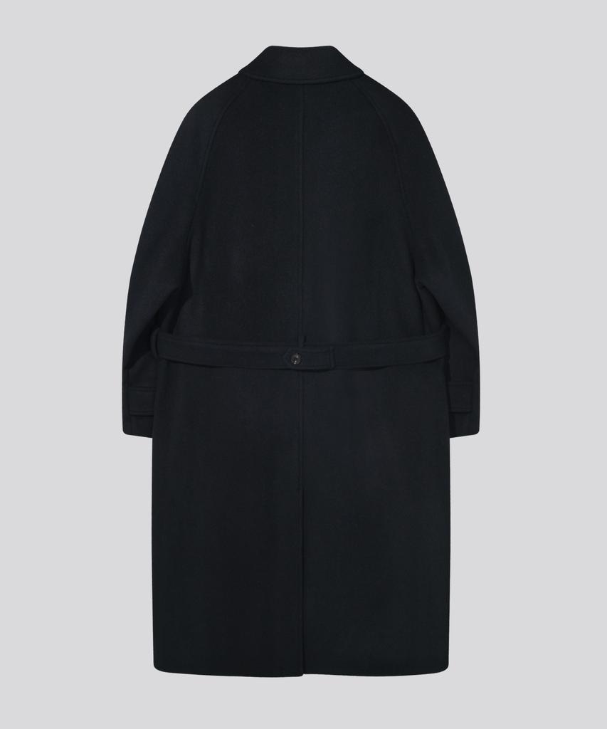 KIIMUIR [Drape Wool] (Women'S) Cashmere Blend Semi-Overfit Balmacaan Robe Coat_Navy