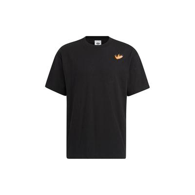 Originals Trefoil Solid Color Embroidered Crew Neck Loose Short Sleeve T-Shirt Unisex Tops Black HS1916