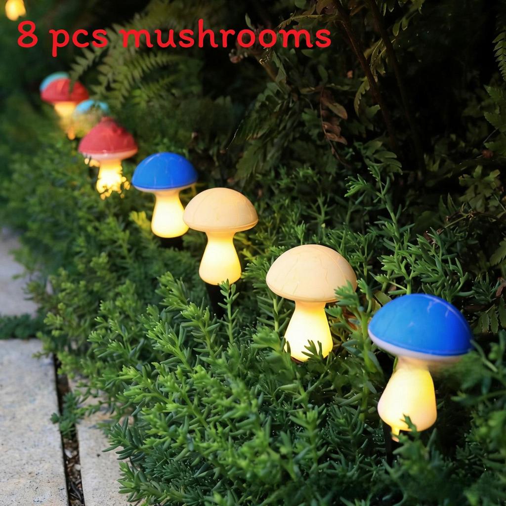 Solar Mushroom Garden Lights With 8 Modes For Outdoor Pathway Decor