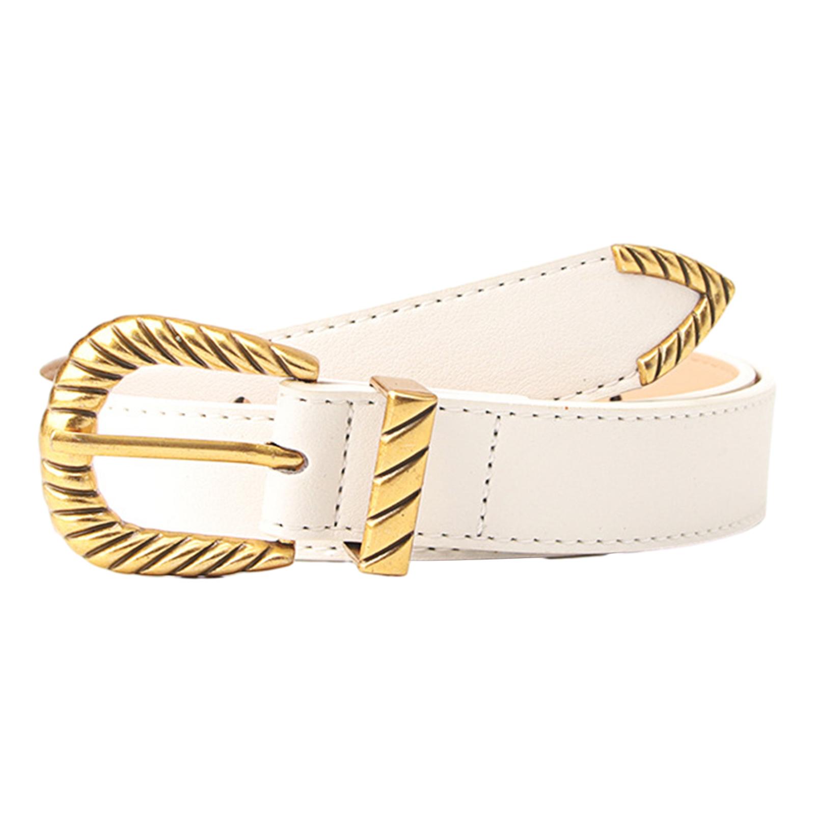 

Женский поясной ремень Джинсовый ремень ПУ Винтажная пряжка Повседневный ремень Панк ремень Американский уличный танец Узкий ремень белый