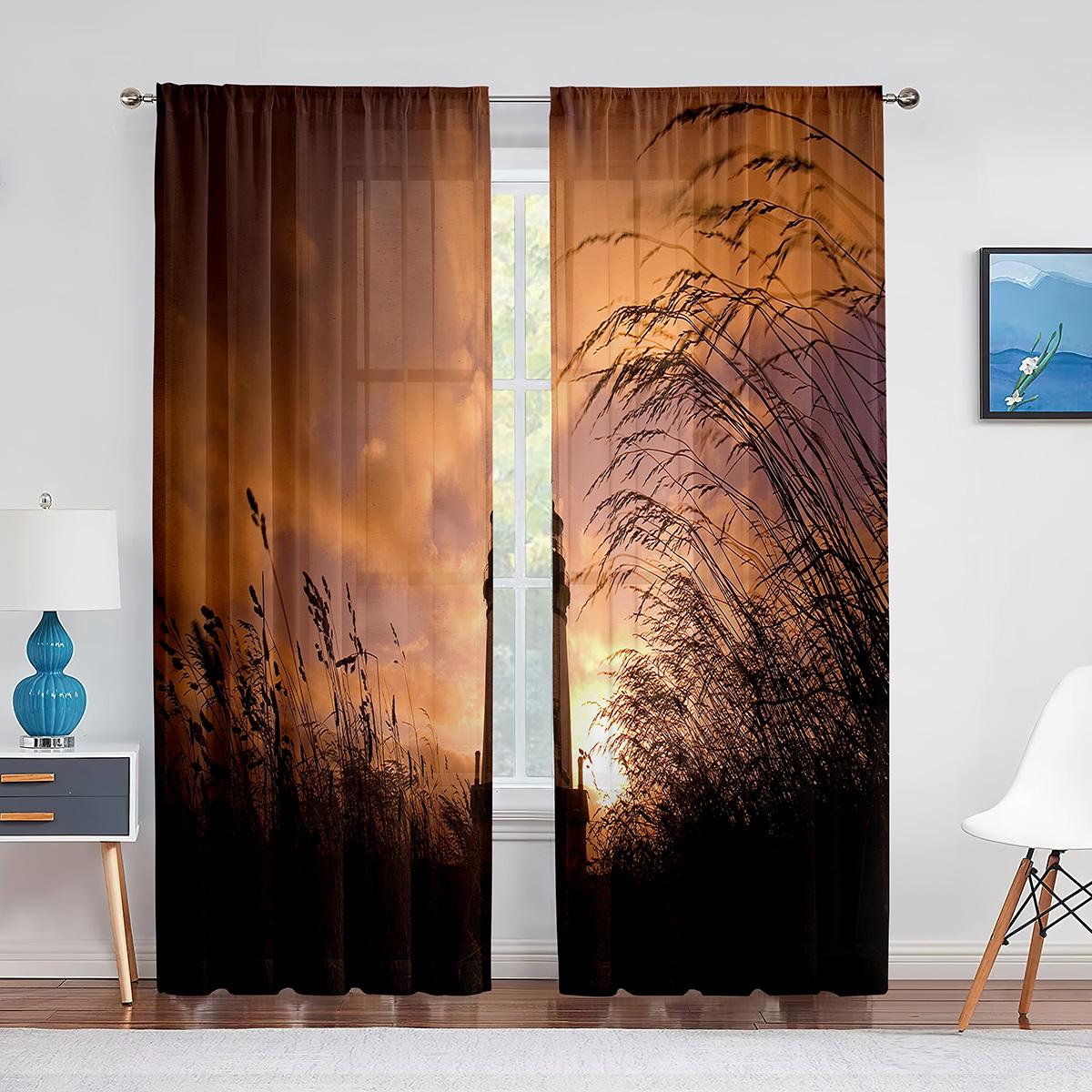 Маяк Восход Морского Побережья Пейзаж Прозрачная Вуаль Шторы для Гостиной Спальня Кухня — фото 15