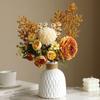 Brända Kanter Rosor Prästkragar Falska Buketter Konstgjorda Blomsterprodukter Vintage Hem Bordsdekorationer Torkade Blommor Bröllopsbuketter