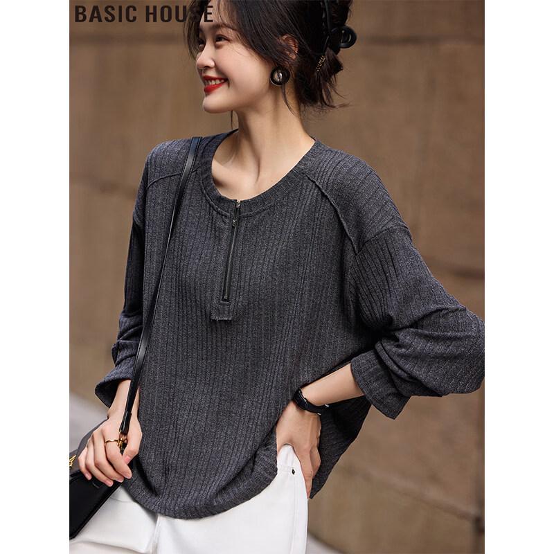 Basic House Women s Round Neck Long Sleeve T-Shirt OS