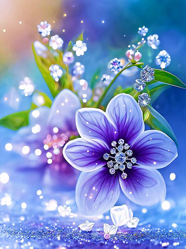 Diamond Painting Blooming Flower Cross Stitch Kits DIY Diamond Mosaic  Purple Flower New Arrivals Art Home Decor Handicraf Gift