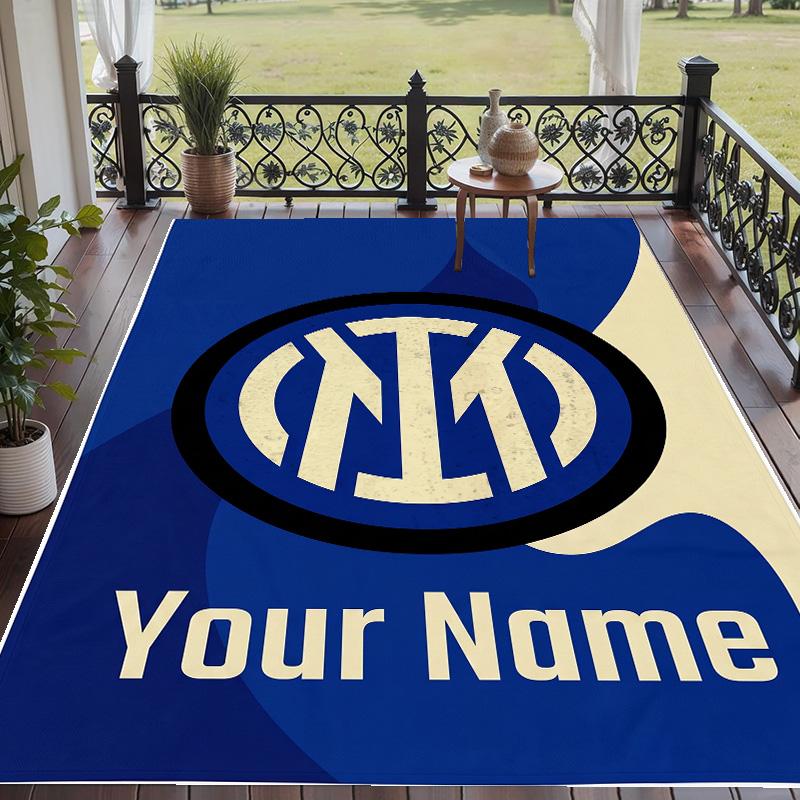 Custom Text Printed Rug Inter Milan Non Slip Floor Carpet For Home Room Decor