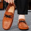 Stylish Yellow Casual Loafers Men Slip-On Leather Casual Shoes Man Metal Decoration Soft Lazy Shoes For Man  Para Hombre
