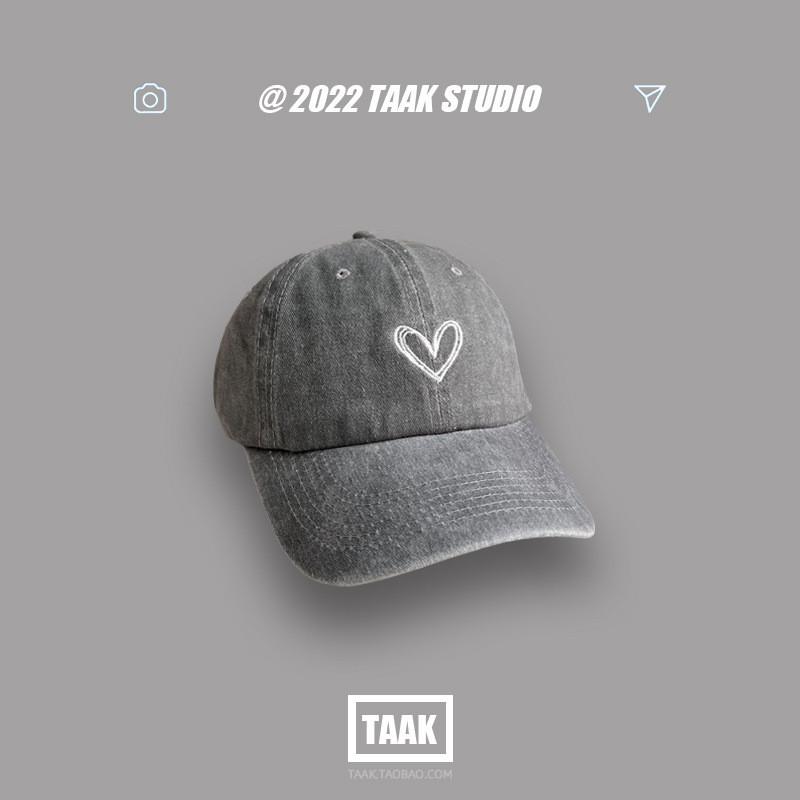 

Fashion Softtop Casual Cotton Baseball Cap With Heart Design For Sunshade Women серый