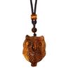 Natural Tiger Eye Owl Pendant Necklace, Wood Stone Jewelry
