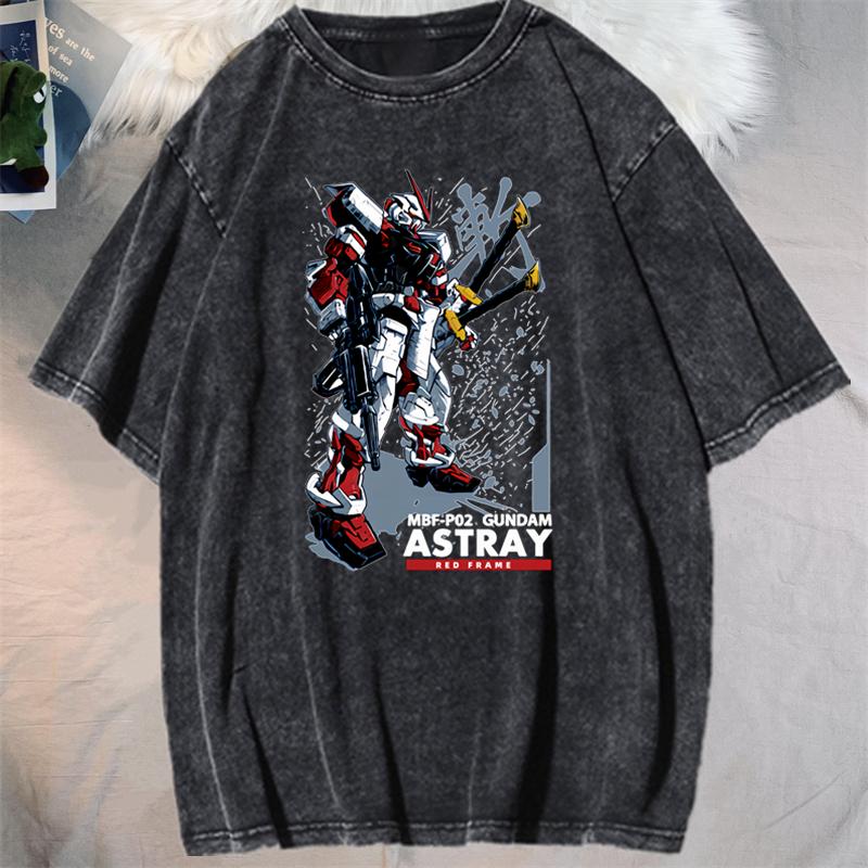Anime GUNDAM Barbatos Graphic Printed Tshirt Mens and Womens Washed Tshirt High Quality Vintage Cotton Tshirt YK Top