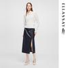 ELLASSAY 2025 Early Spring Pleated Slit Midi Skirt