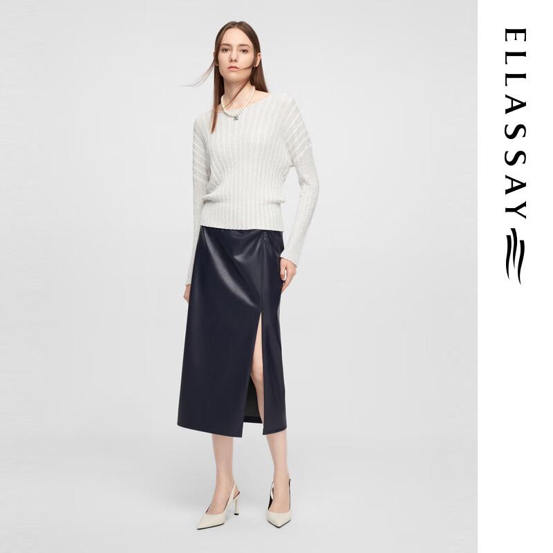 ELLASSAY 2025 Early Spring Pleated Slit Midi Skirt