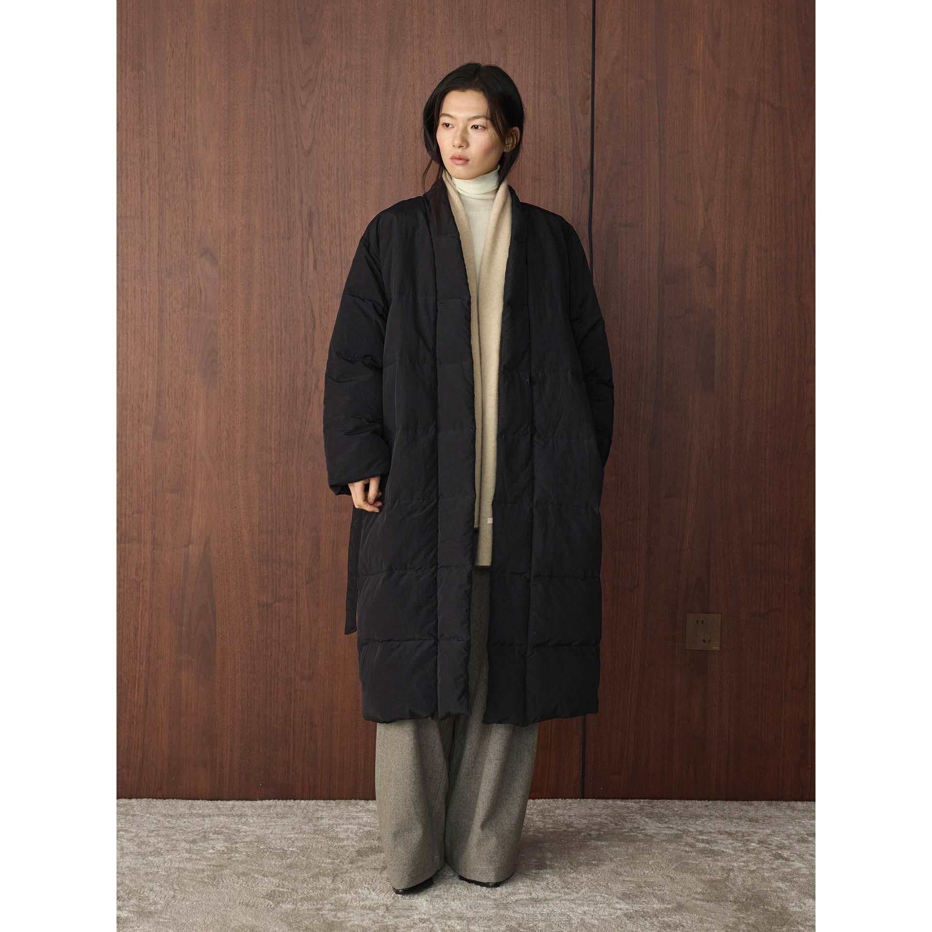 

Johnature Winter V-neck Tie Long Down Jacket Casual Korean Simple Thickened Warm Comfortable Coats For Women M