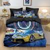 Racing Sports Car Print Bedding Set: Customizable Three-Piece with Pillowcase