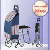 Foldable Stair-Climbing Shopping Cart with Seat for Home Use - Ideal for the Elderly