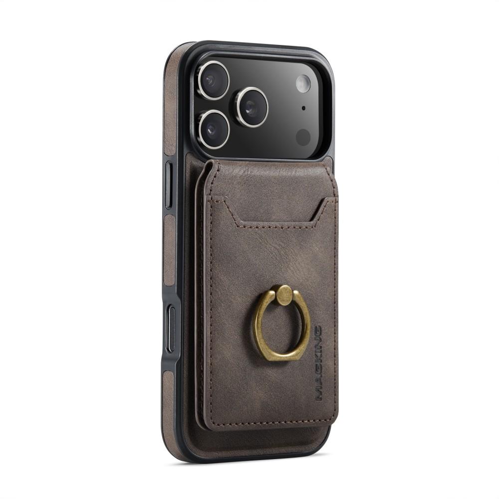 Phone Case For Iphone 17 Pro Max Air 17E 16E MagSafe Magnetic Leather Split Type Wallet Ring Card Holder Shockproof Back Cover